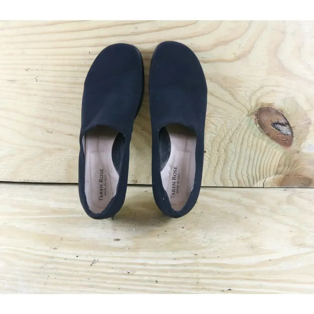 Taryn Rose Shoes Womens 9.5 Black Stretch Slip On Loafers 40 Italy